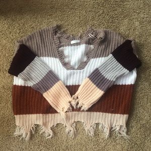 Striped v- neck sweater
